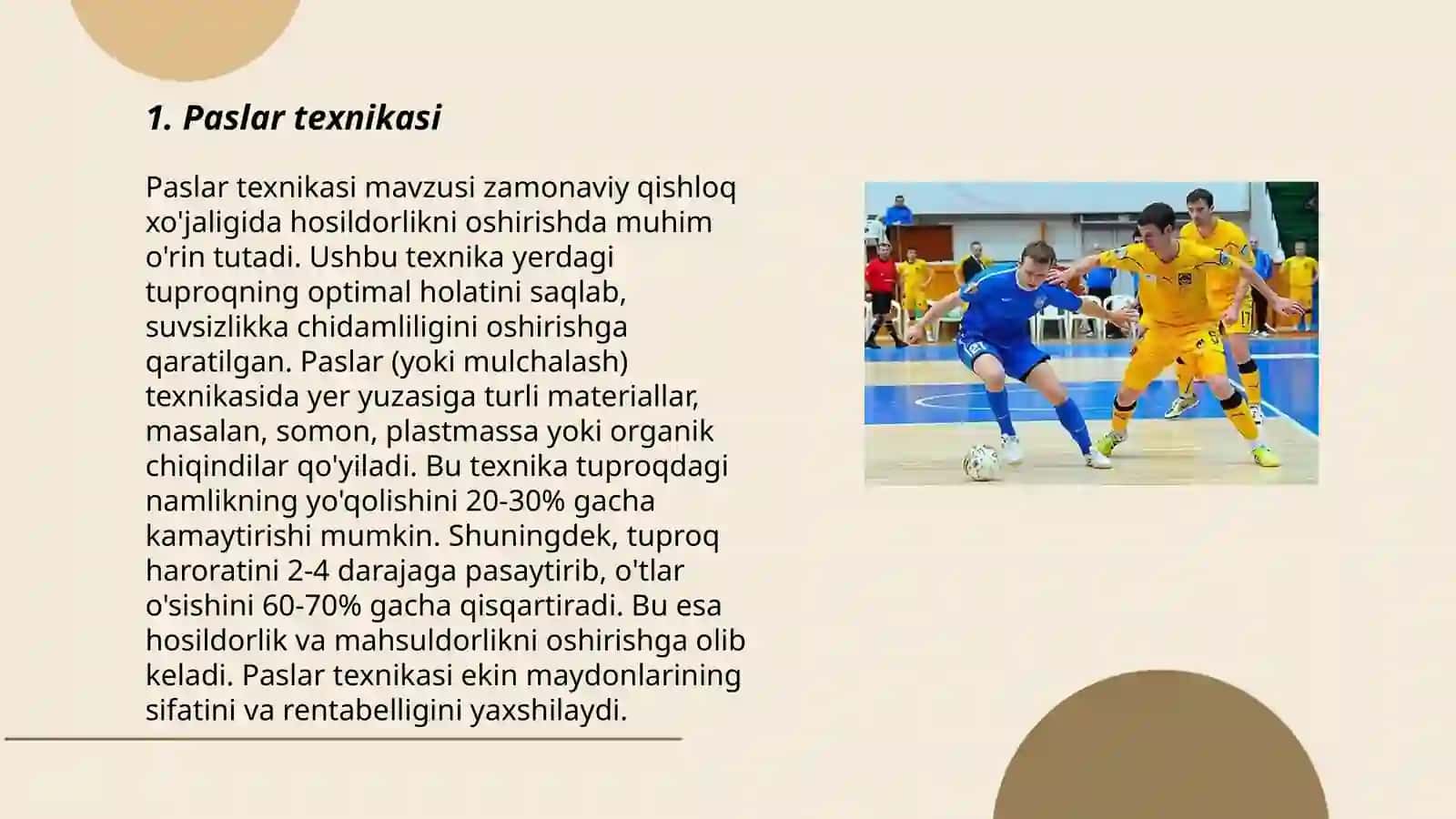 Mini futbol o'yini texnikasini o'rgatish 3