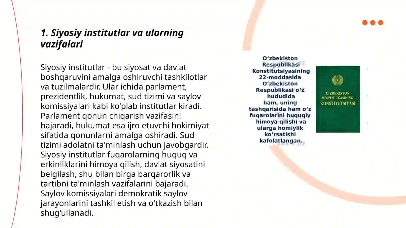 Siyosiy tartibot.Davlat organlari. Davlat mexanizmi 3