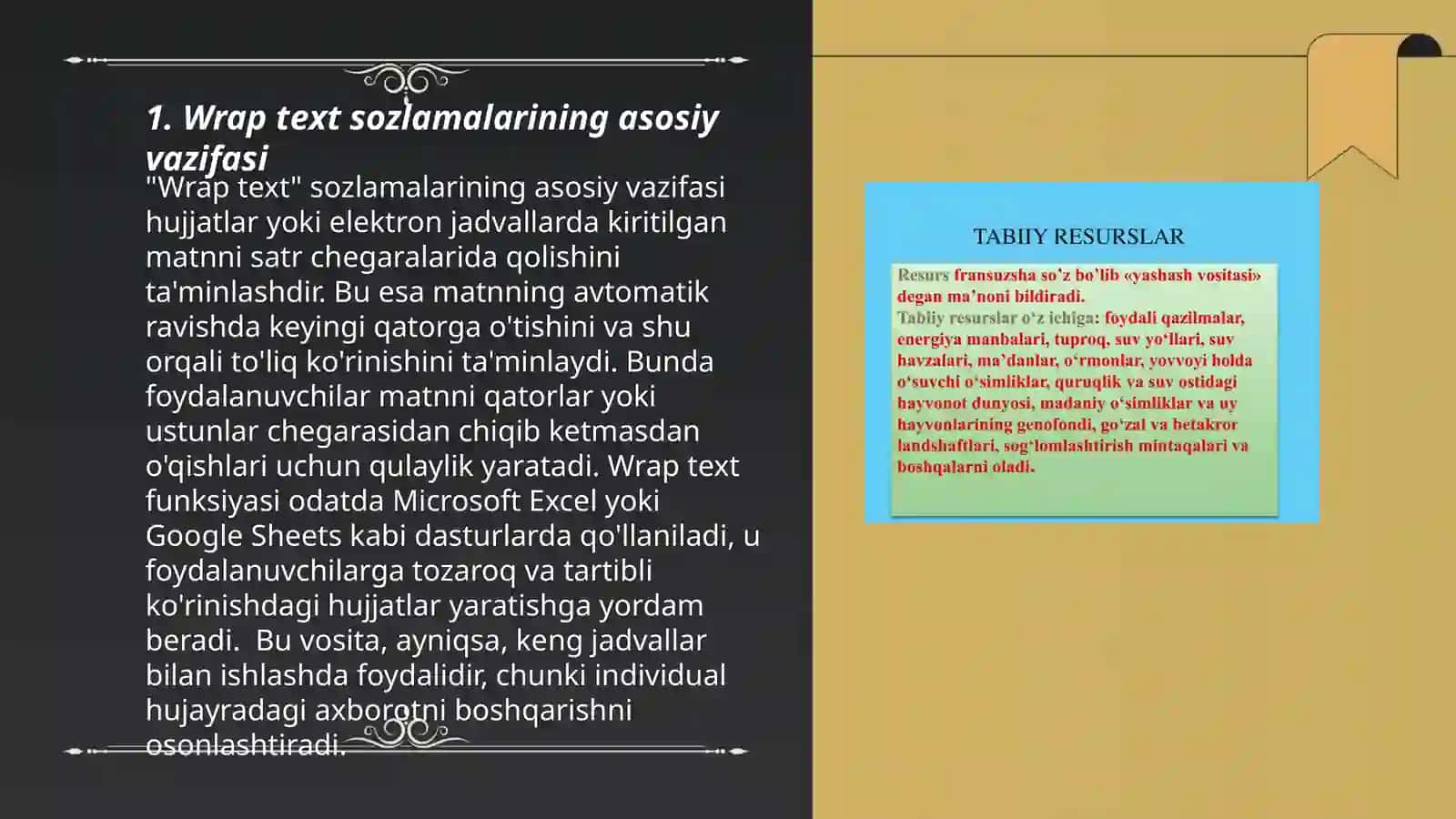 Wrap text sozlamalaridan foydalanish 3