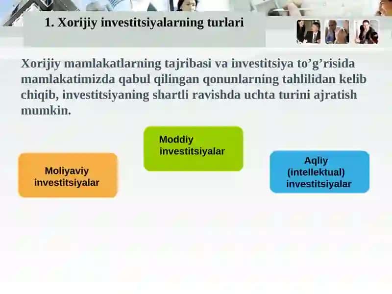XORIJIY INVESTITSIYaLARNING SHAKL VA TURLARI 3