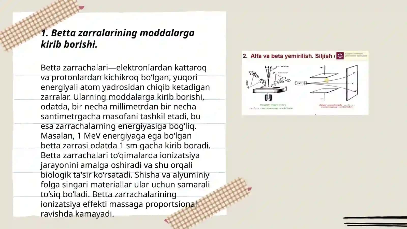 Betta zarralarning moddalar bilan o'zaro ta'siri 3