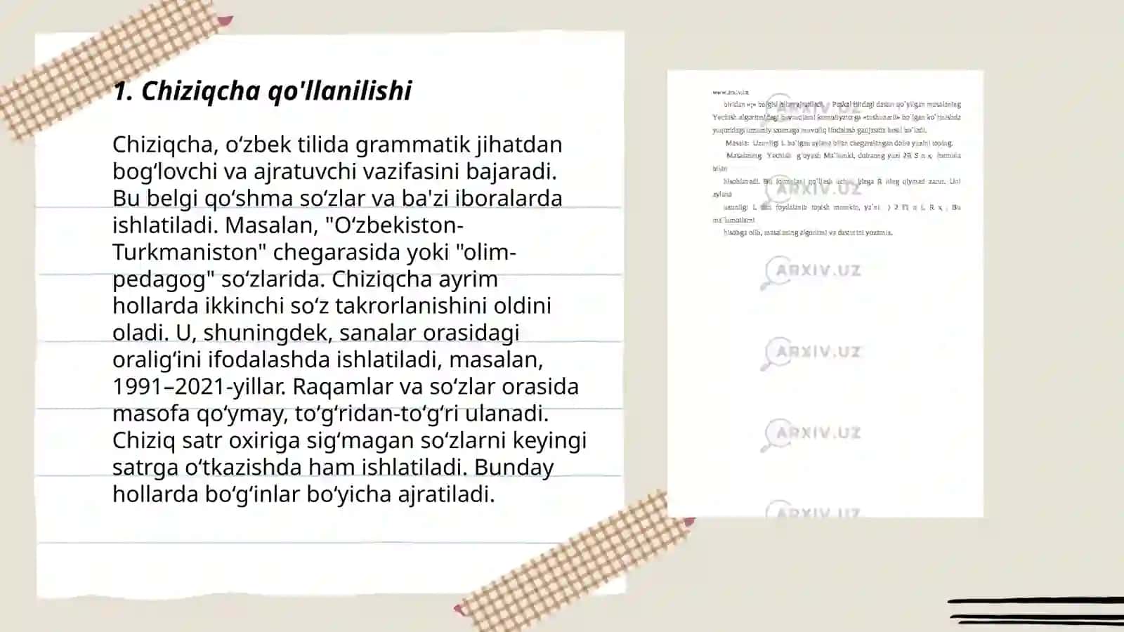 Chiziqcha va ajratib yozish 3
