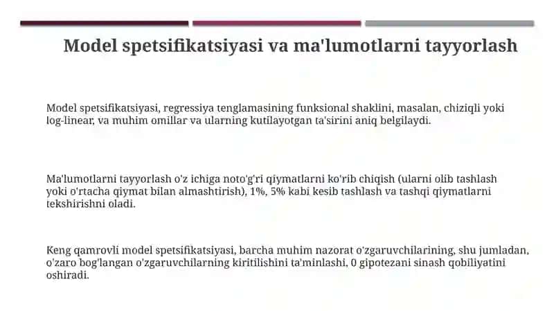 Koʻp omilli ekonometrik modellarni tuzish usullari 3