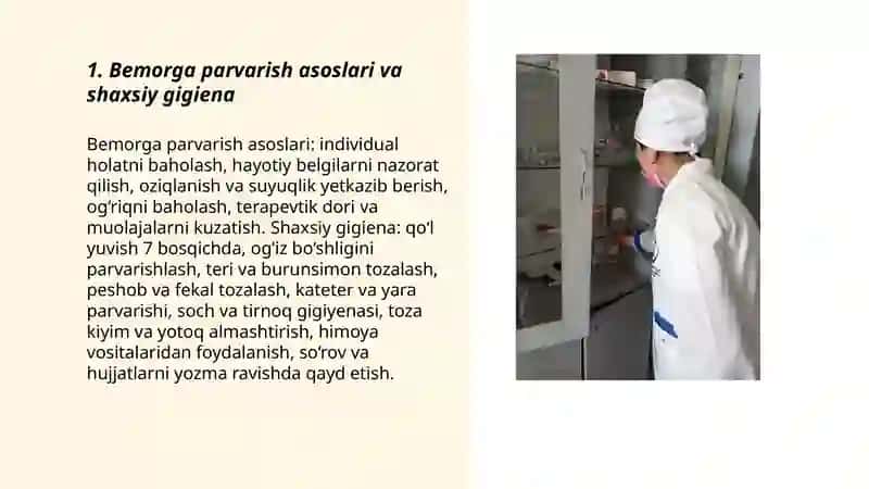 Bemorga parvarish asoslari va shaxsiy gigiena 3