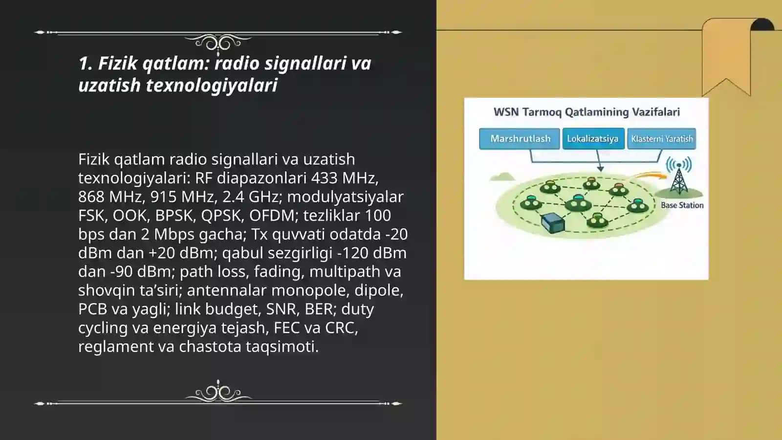 Simsiz sensor tarmoq WSN pratakollari steki:umumiy tuzilma 3