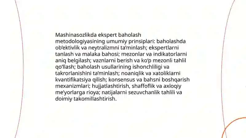 Mashinasozlikda ekspertlarning baholash usullari 3