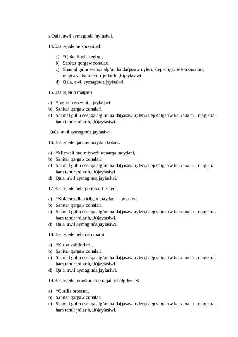 № 5 MSHBM proektine sanitary gigienik baha beriw. MSHBM lerini kompleksli tekseriwge tayarliq 3