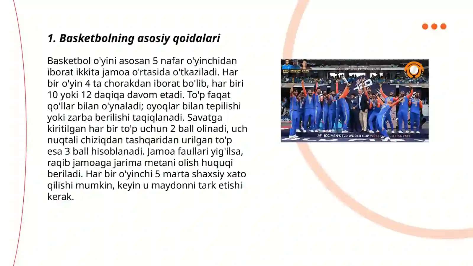 Sport óyinlari va uni óqitish metodikasi (basketbol) 3
