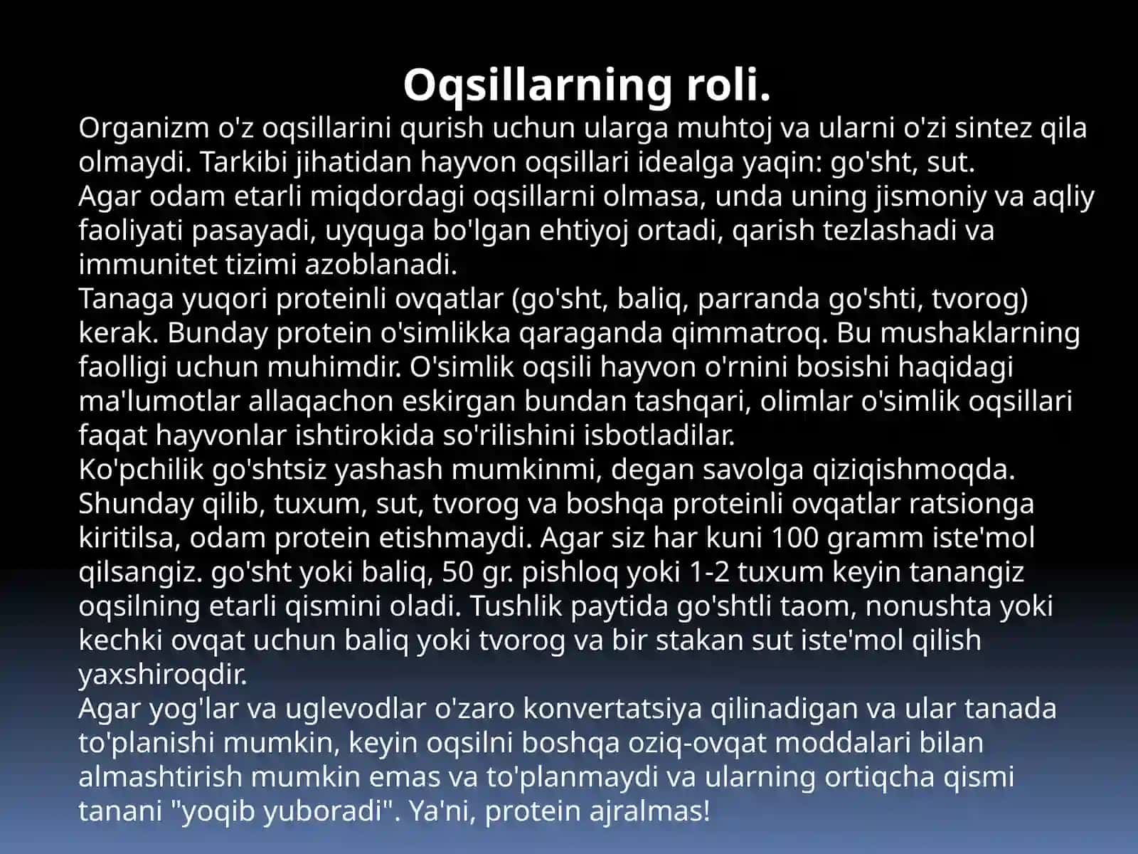Proteinlar, yog'lar, uglevodlar va boshqa tarkibiy qismlar 3
