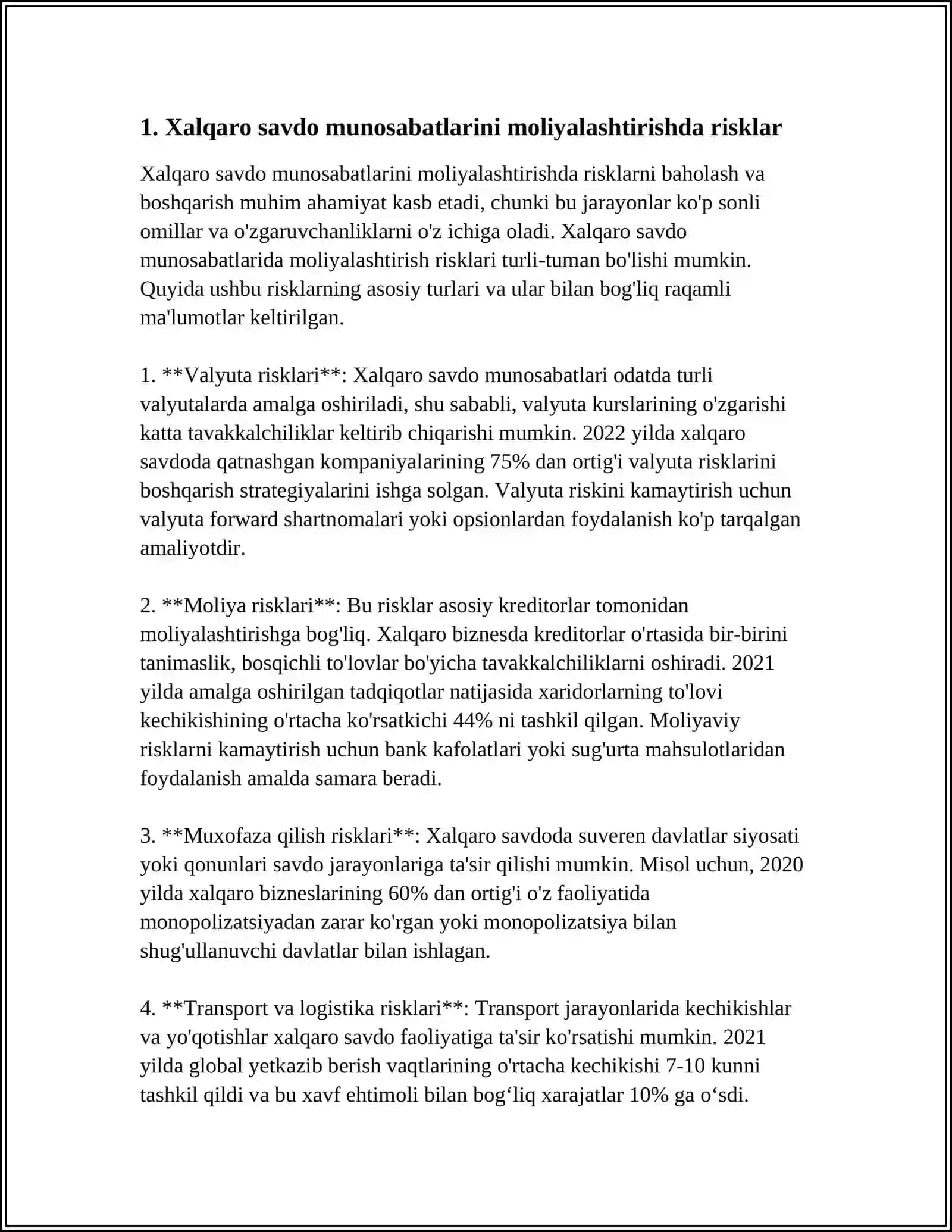 XALQARO SAVDO MUNOSABATLARINI MOLIYALASHTIRISH BILAN BOG'LIQ KAMCHILIKLAR VA MUAMMOLAR TAHILI 3