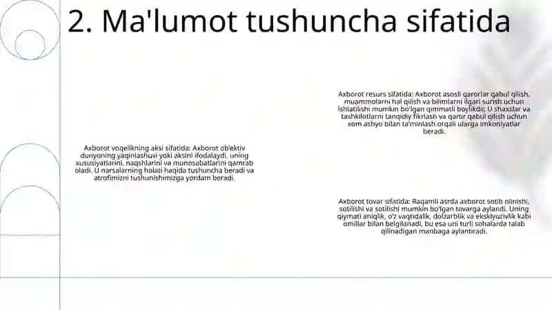Axborot Ma'Lumot Tushunchasining Mazmun Mohiyati 3