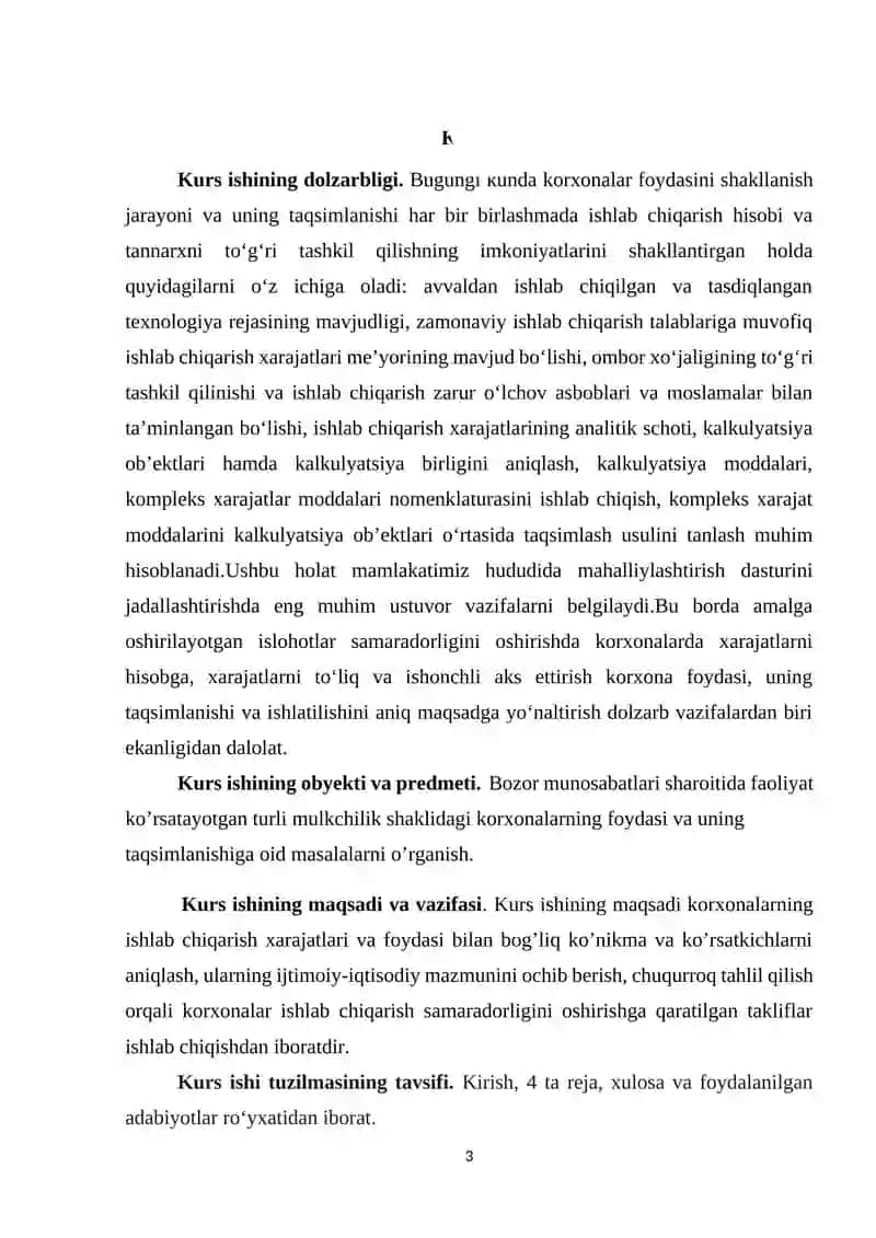 Korxona foydasi, uning taqsimlanishi va ishlatilishi KURS ISHI 3