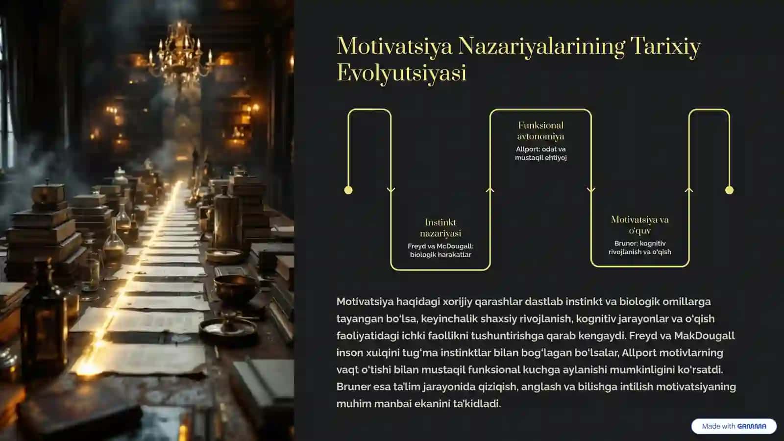 Xorij Psixologiyasida Motiv va Motivatsiya Muammosi: Tadqiqotlar va Nazariyalar mavzusida tayyor taqdimot 3