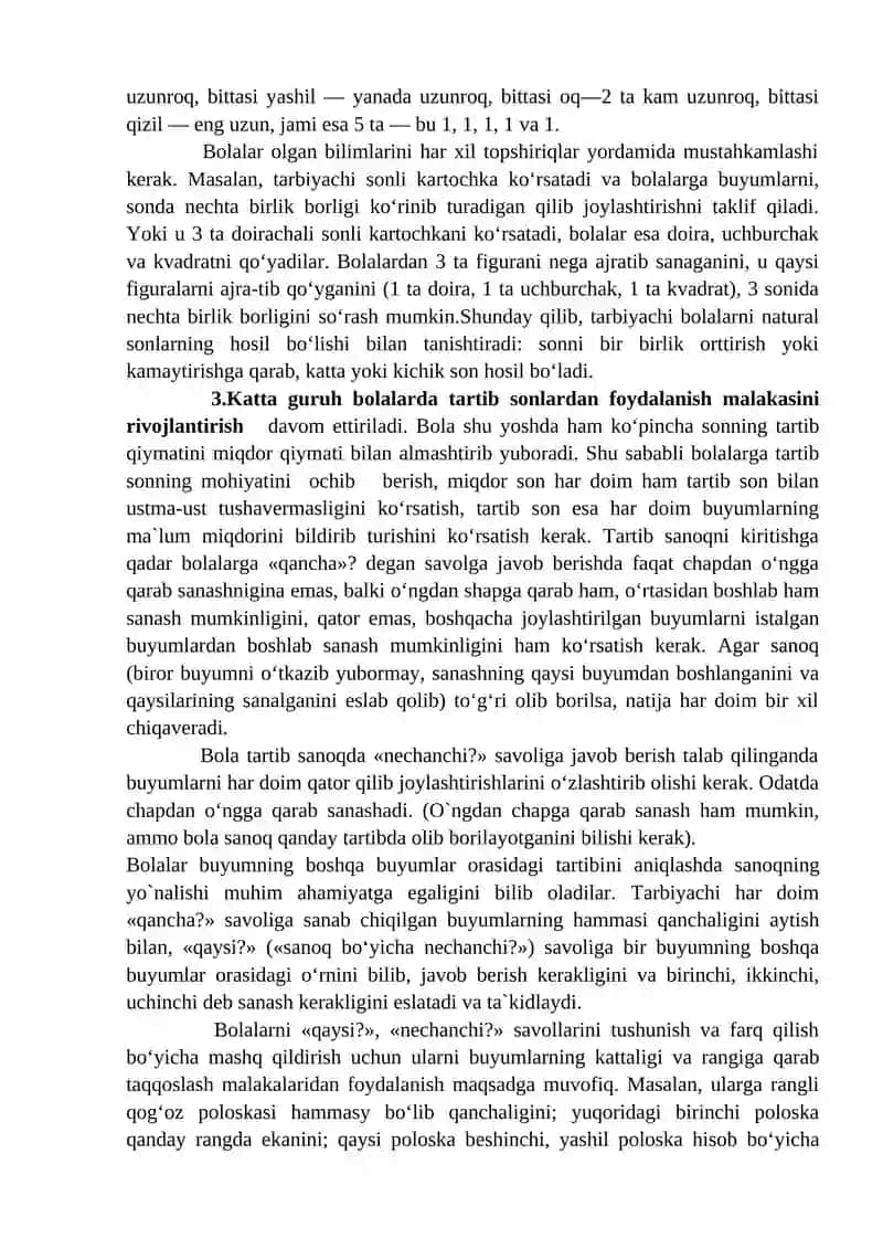 Katta guruh yoshidagi bolalarning son-sanoq haqidagi matematik tasavvurlarni shakllantirish 3