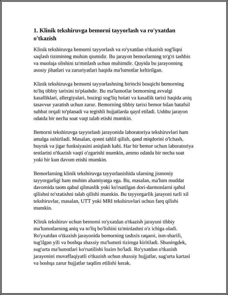 KLINIK TEKSHIRUVLARDA BEMORGA HAMSHIRALIK PARVARISHI 3