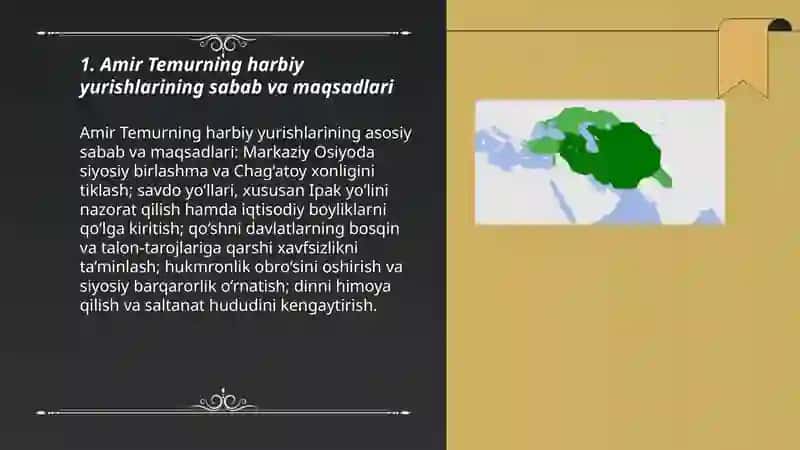 Amir Temur Harbiy yurishlari va saltanati 3