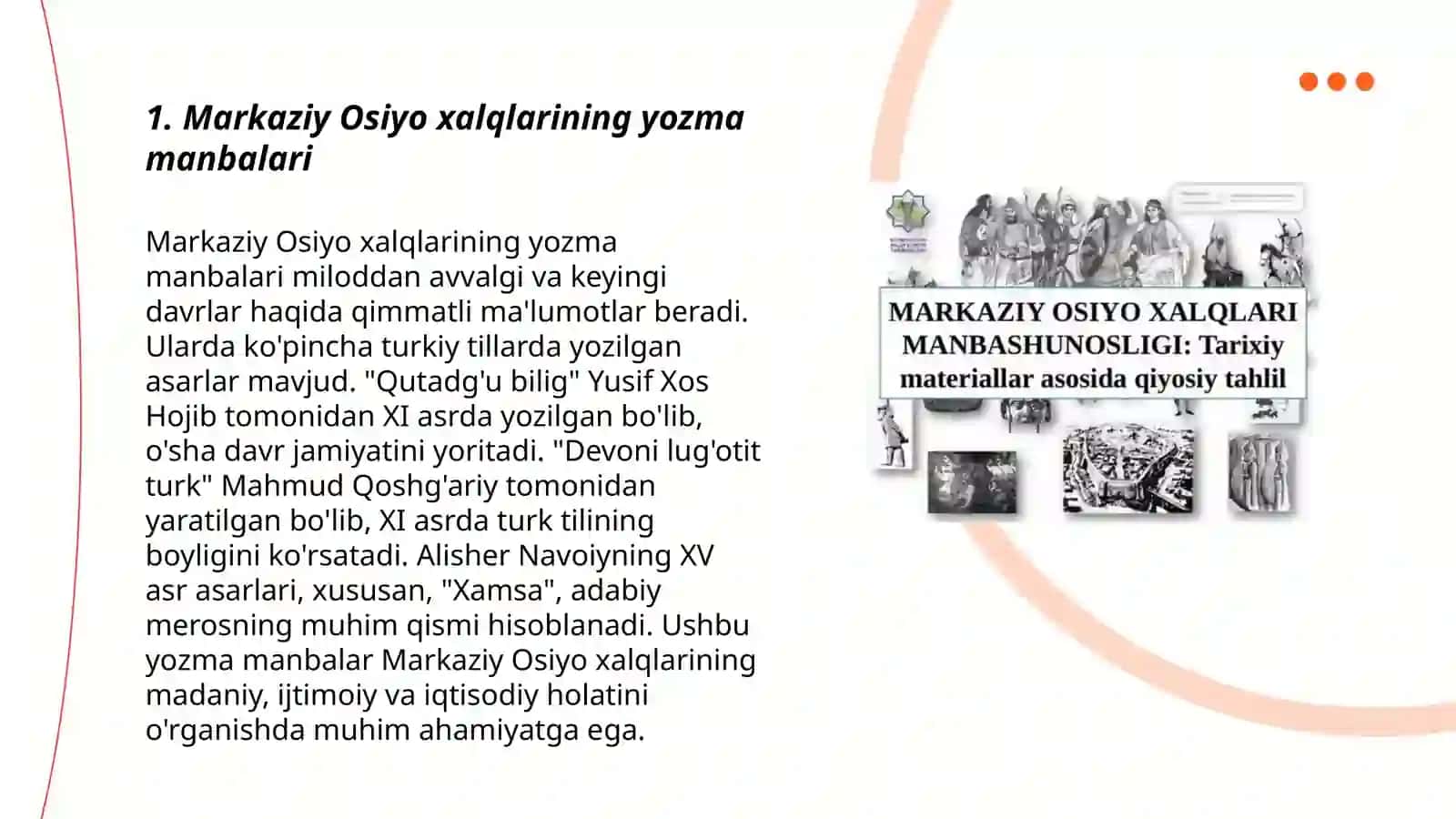 Markaziy Osiyo xalqlari manbashunosligini tarixiy materiallar asosida qiyosiy tahlil qilish 3