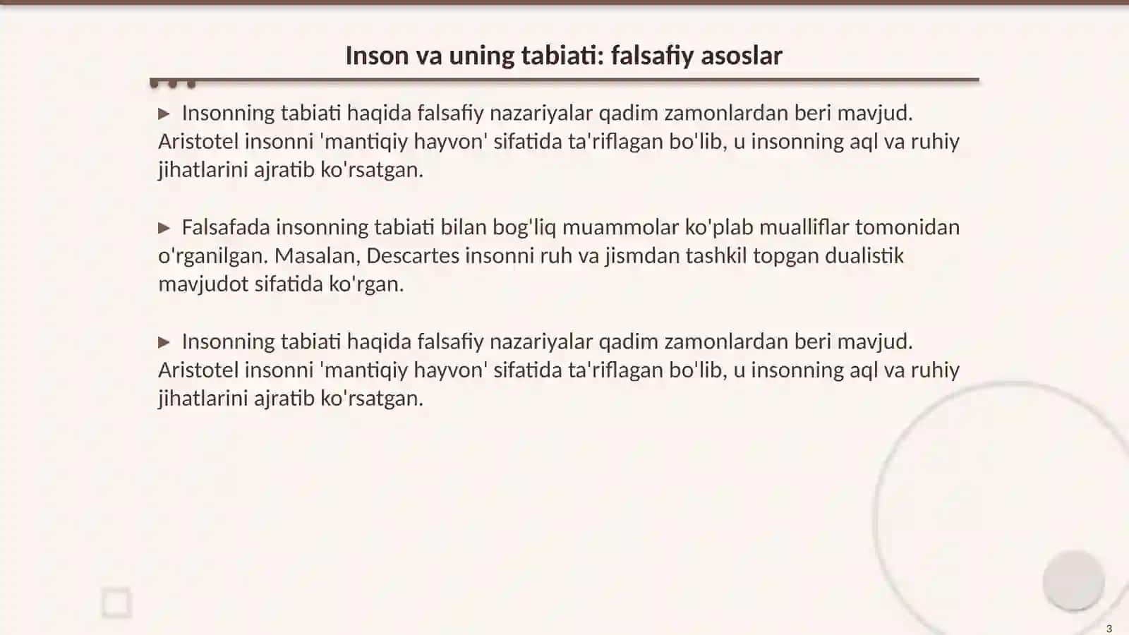 Insonni tushunishga dualizm va monizm nuqtai nazardan yondashuv 3