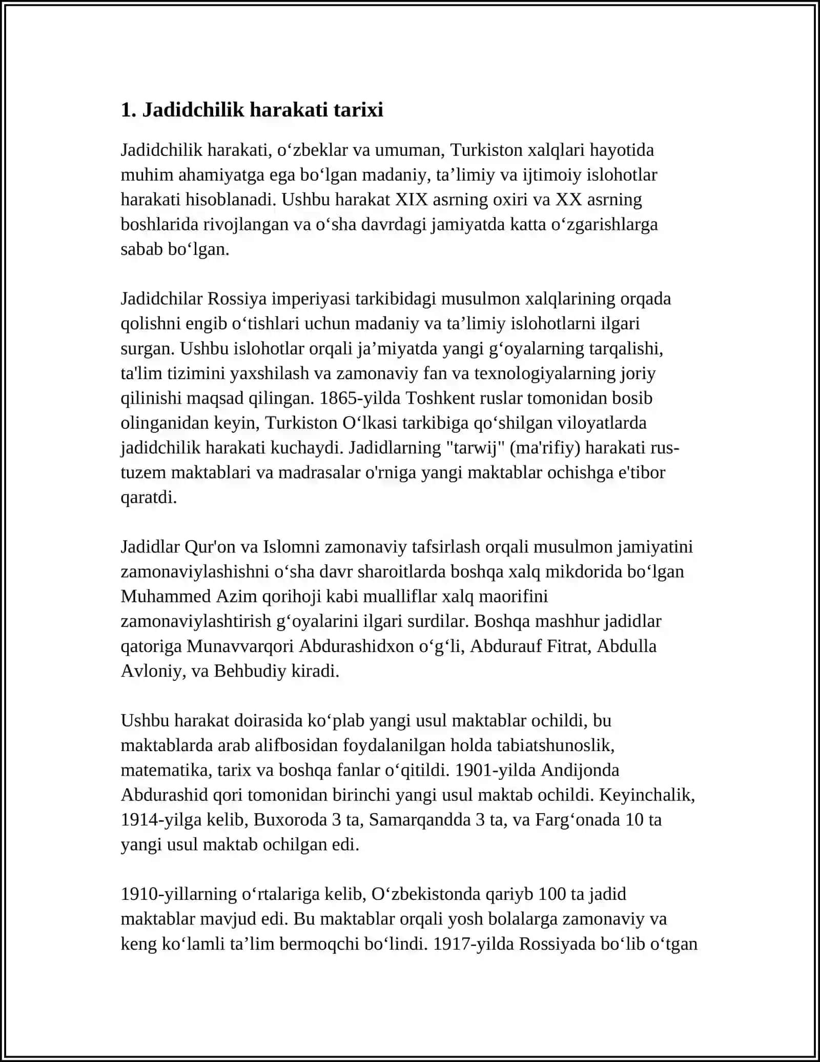 MILLIY DAVLATCHILIKNI BARPO ETISHDAGI HARAKATLAR:JADIDCHILIK 3
