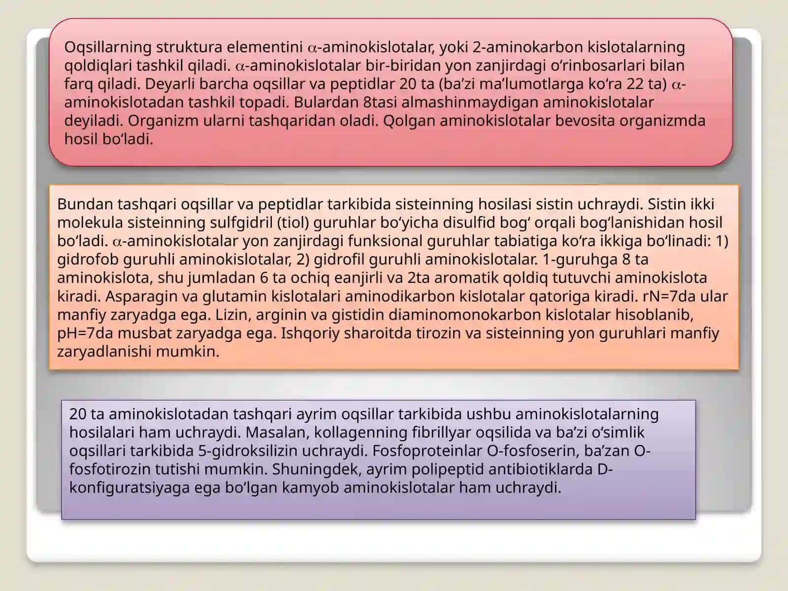 Aminokislotalar va peptidlarning nomenkalaturasi va stereokimyosi 3