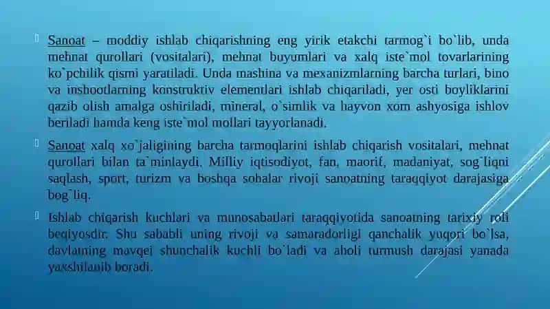 Sanoat-moddiy ishlab chiqarishning yetakchi tarmog‘i 3