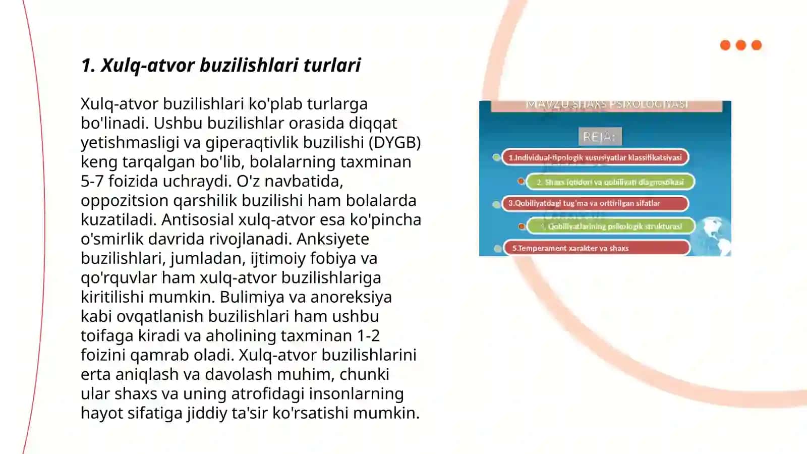 Xulqi og'ishgan bolalar psixologiyasi kursining predmeti va og'ishgan xulq klassifikatsiyasi 3