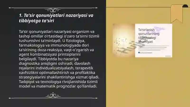 Ta'sir qonuniyatlari va ularning tibbiyotdagi ahamiyati 3