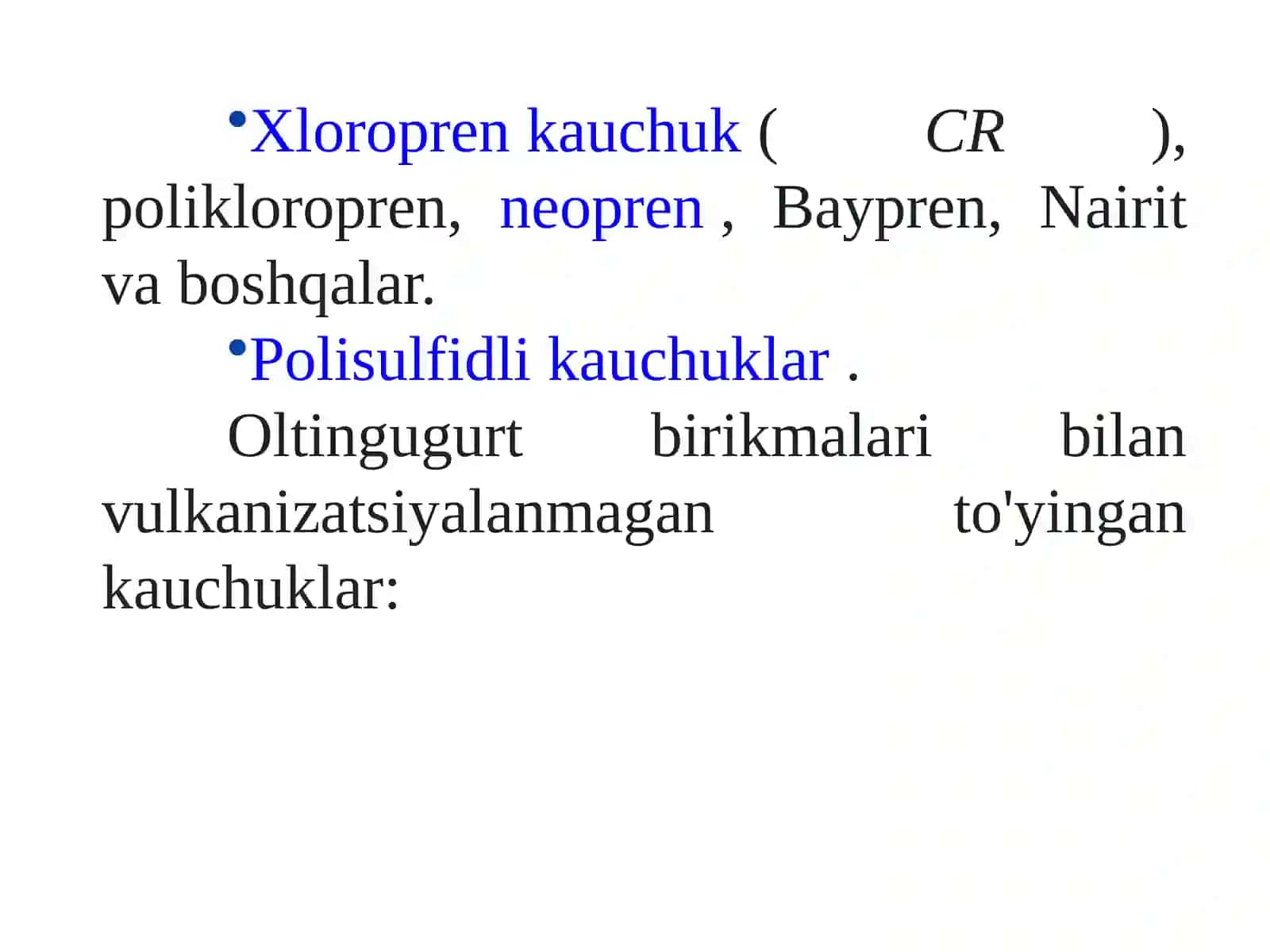 Oltingugurt birikmalari bilan vulkanizatsiya qilinadigan to'yinma g'ankaunchuklar 3