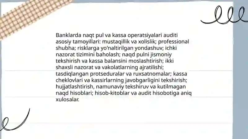Banklarda naqt pul va kassa operatsiyalari auditi 3