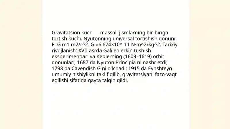Gravitatsion kuch va uning tabiati 3