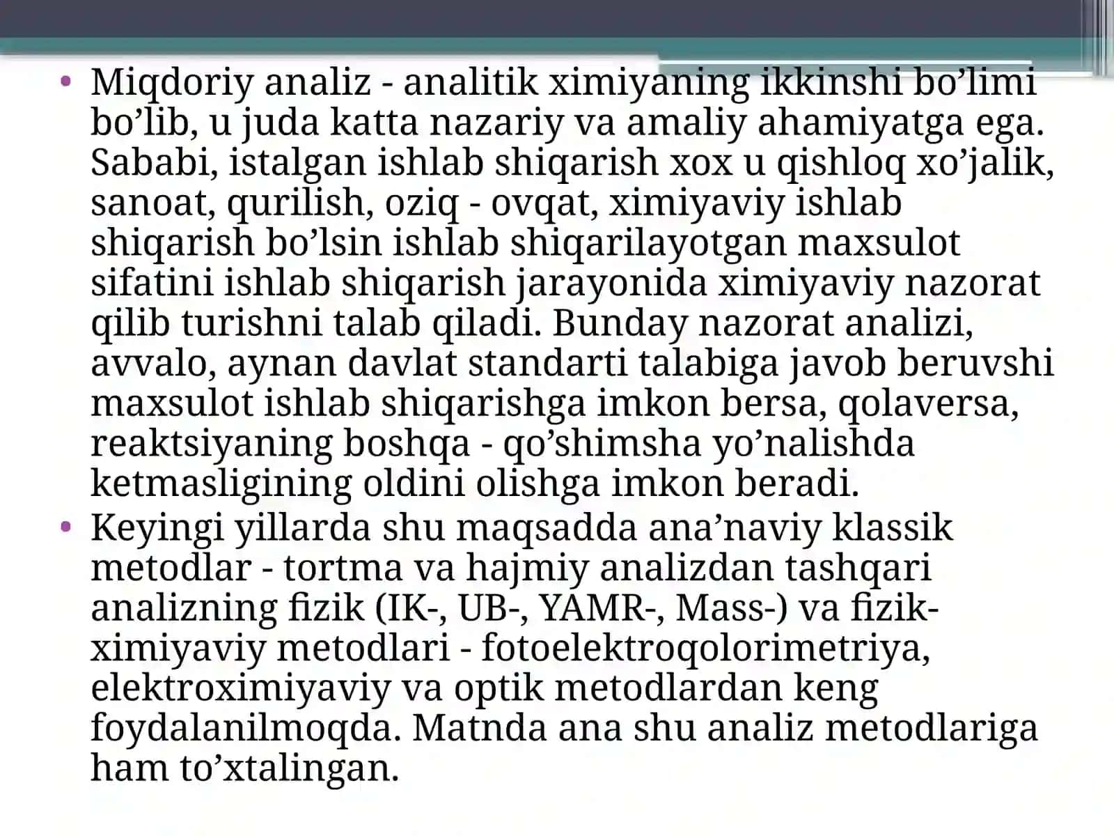 MIQDORIY ANALIZ USULLARI 3