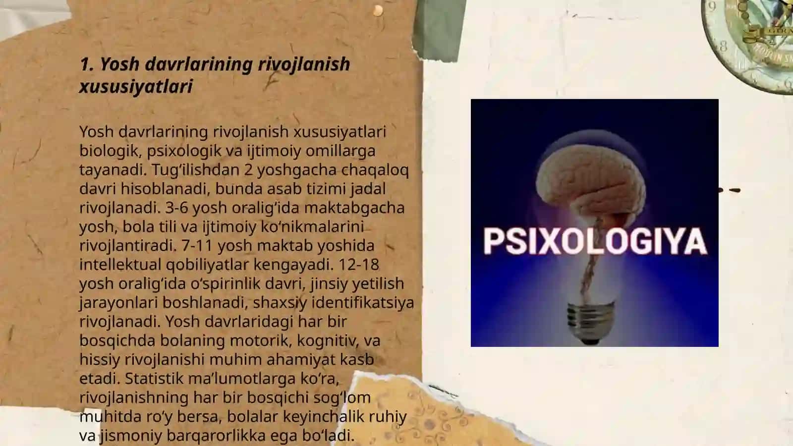 Yoshlik va Yetuklik davrining psixologik xususiyatlari. Gerontopsixologiya 3