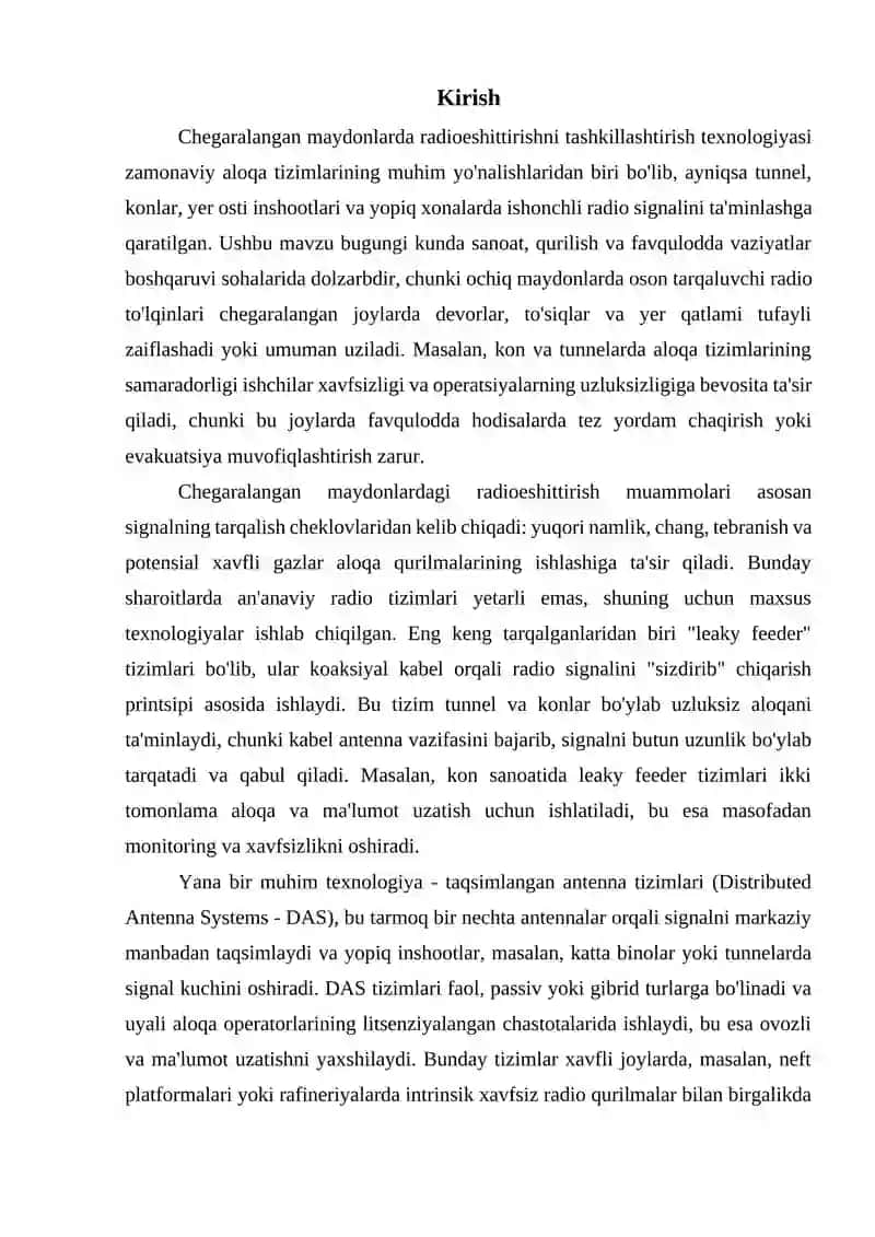 Chegaralangan maydonlarda radioeshittirishni tashkillashtirish texnologiyasi 3