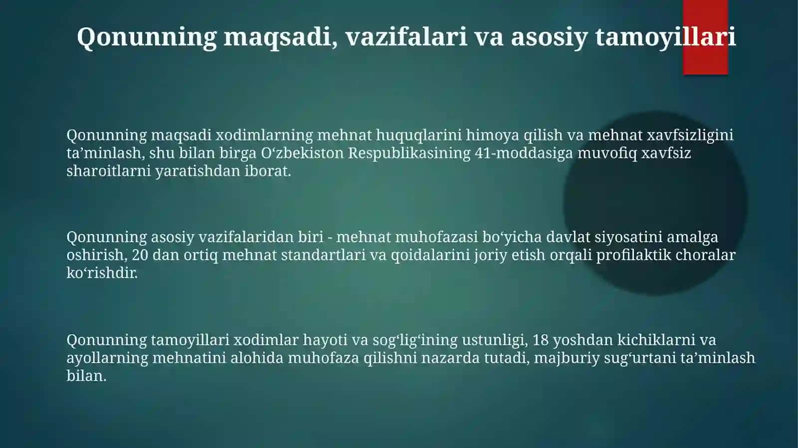 Mehnatni muhofaza qilish to'g'risidagi qonun 3