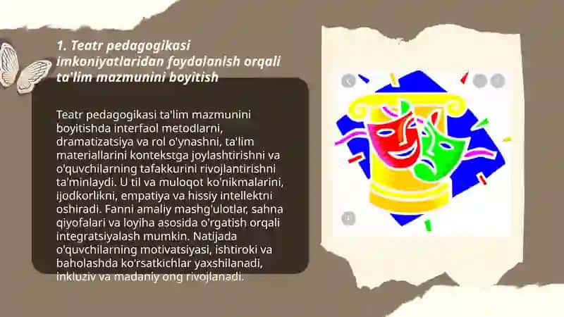 Teatr pedagogikasi imkoniyatlaridan foydalanish 3
