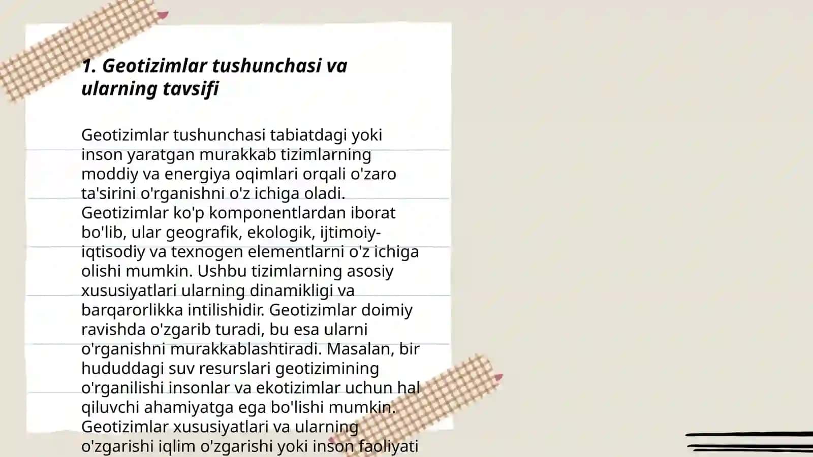Geotizimlarning mezonlarini aniqlash va tahlil qilish usul va uslublari 3