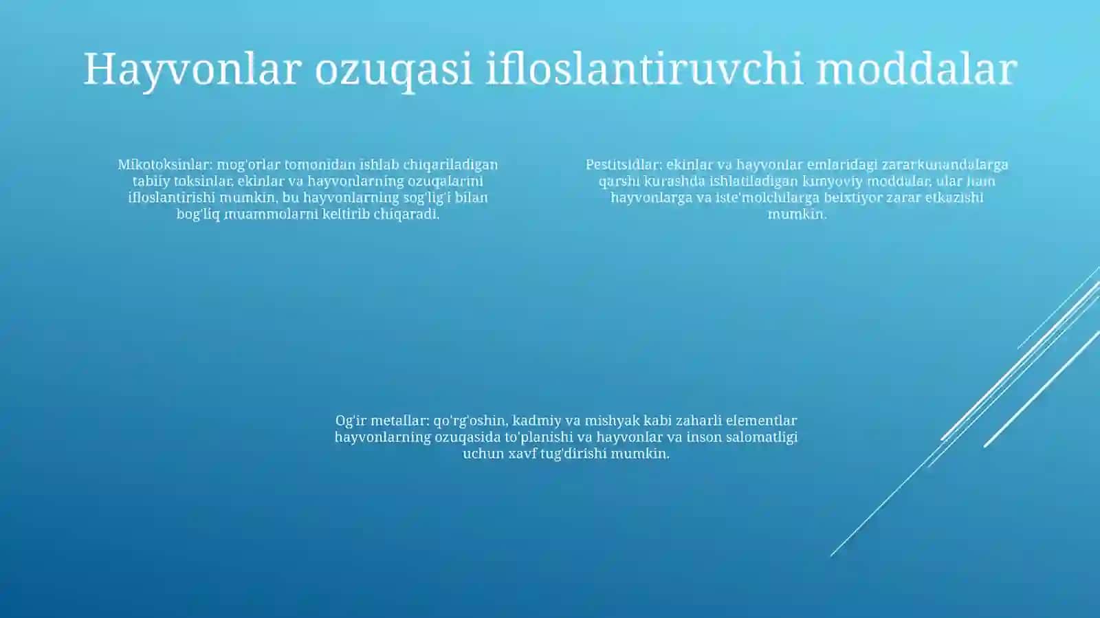 Оziq-Оvqаt Mаhsulоtlаrining Chorvachilikda Qo’Llaniladigan Moddalar BilanIfloslanishi 3