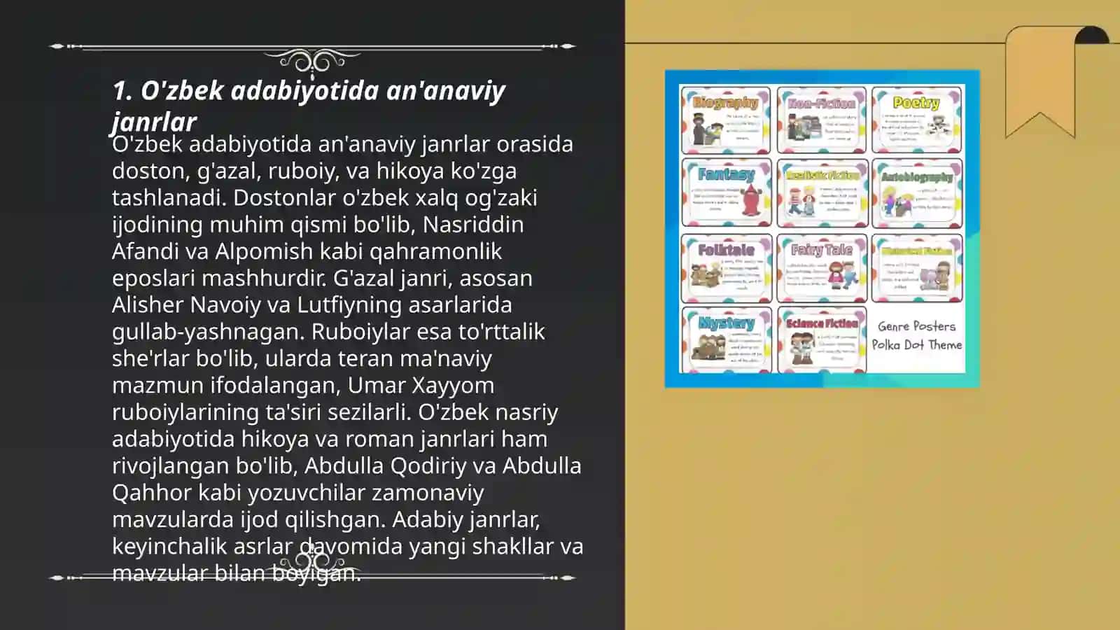 O'zbek adabiyotida an'anaviy janrlar 3