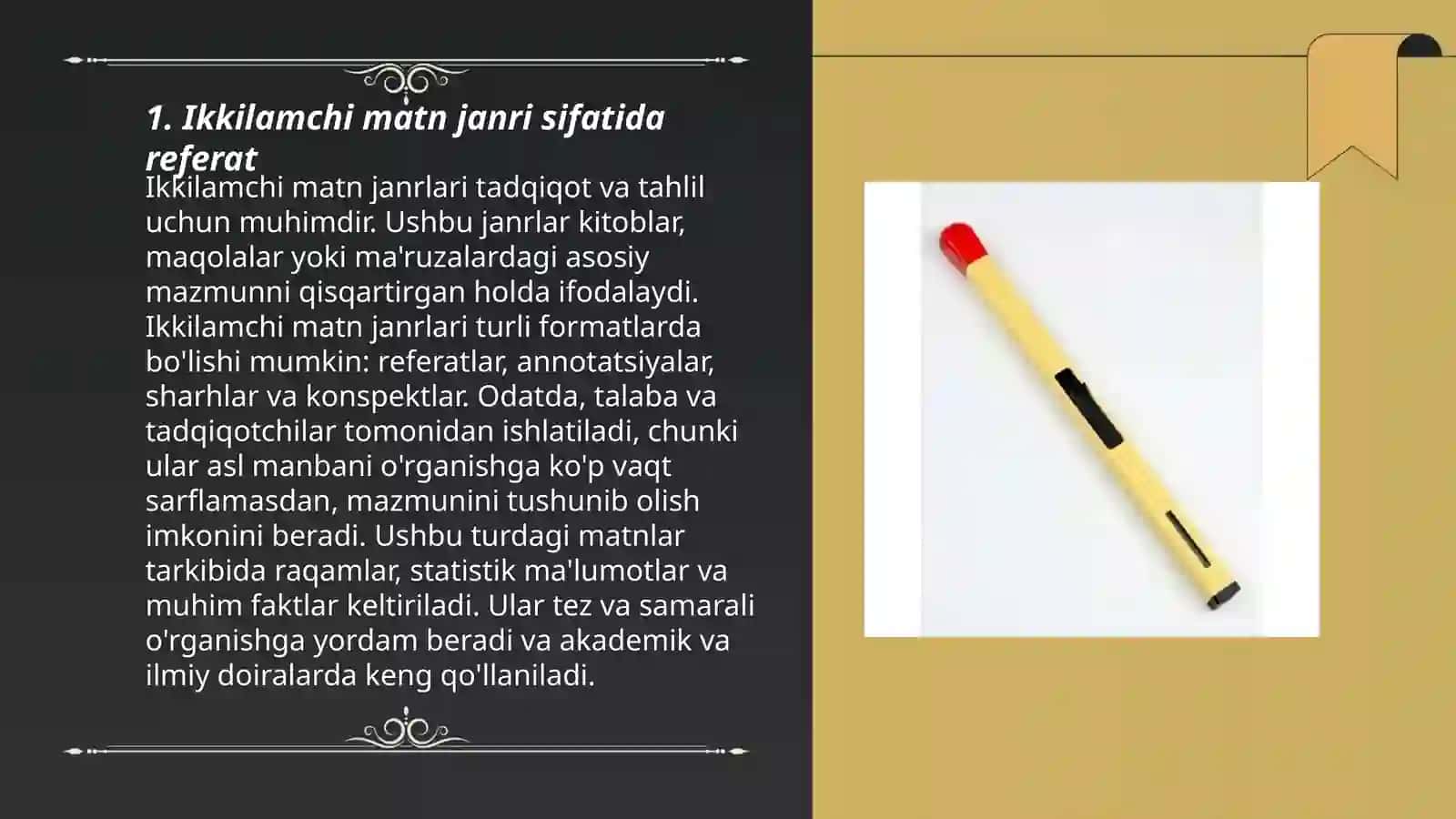 Referat ikklamchi matn janri sifatida referat turlari Referatning tuzulishi va til klishelari Hasanov Noryigit 3