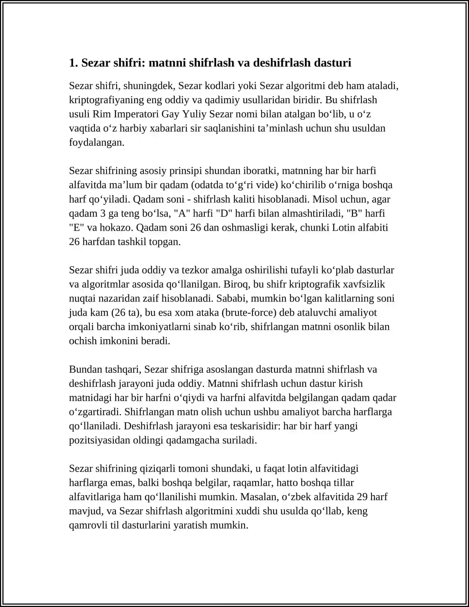 SHIFRATORLAR VA DESHIFRATORLARNING AMALIY DASTURLARI 3