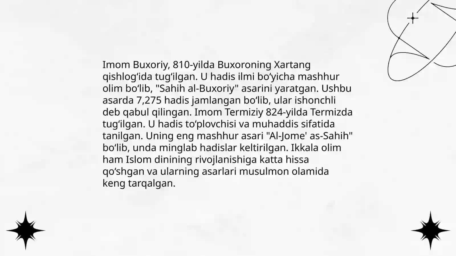 Imom Buxoriy va Imom Termiziyning hadis ilmiga qoʻshgan hissalarini qiyosiy tahlili 3