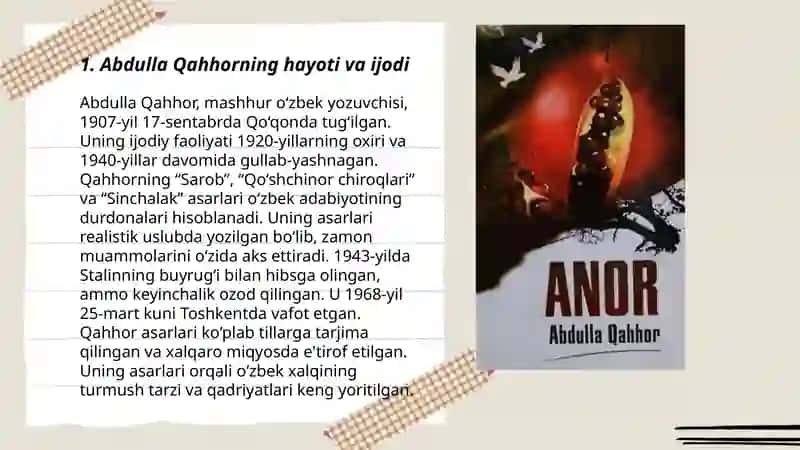 Abdulla Qahhorning "Anor" hikoyasi 3
