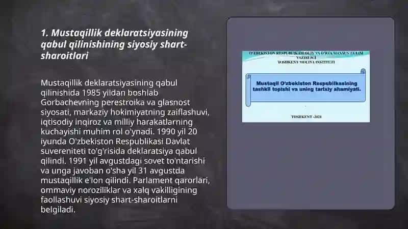 Mustaqillik deklaratsiyasining qabul qilinishi va uning tarixiy ahamiyati 3