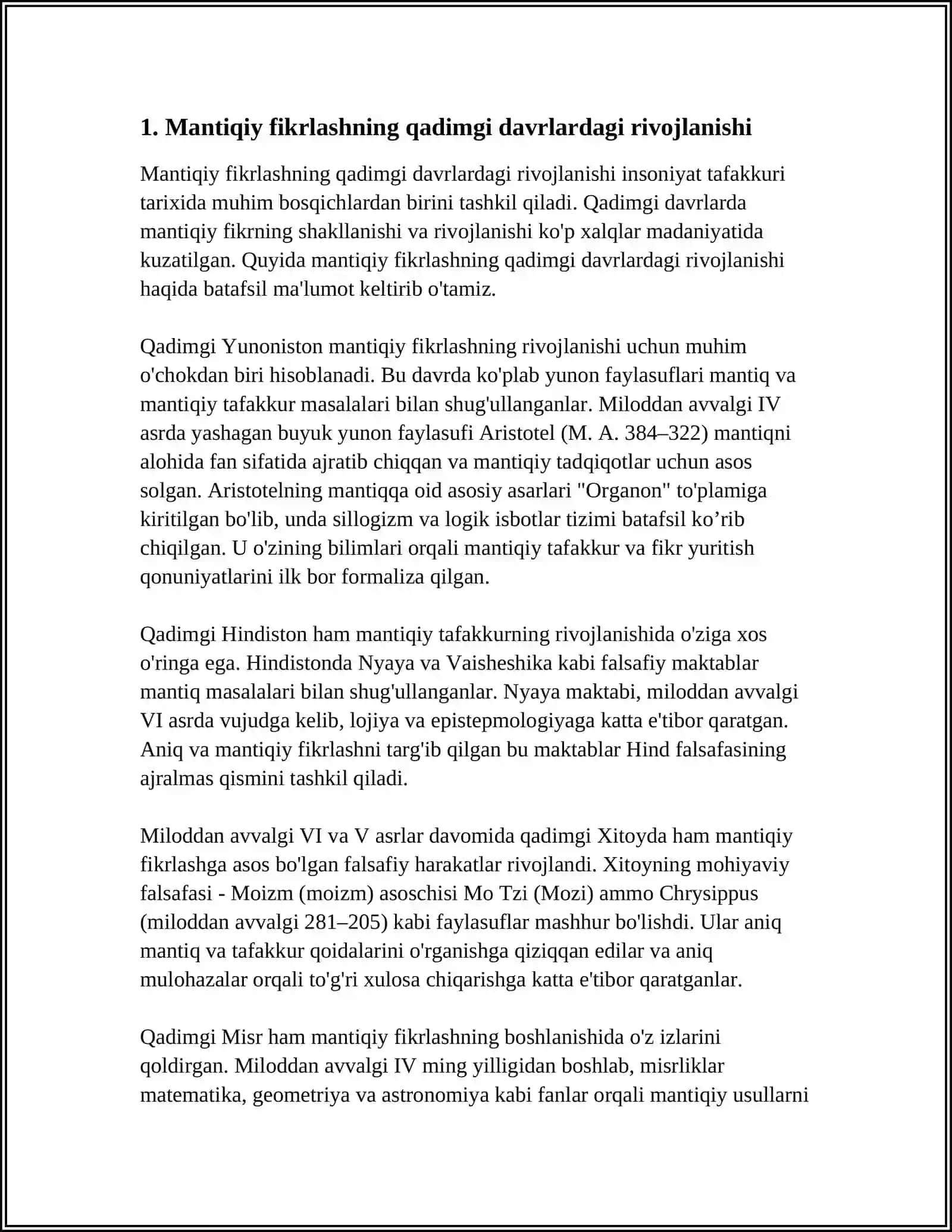 Mantiqiy Fikrlashning Tarixiy Rivojlanish Bosqichlari 3