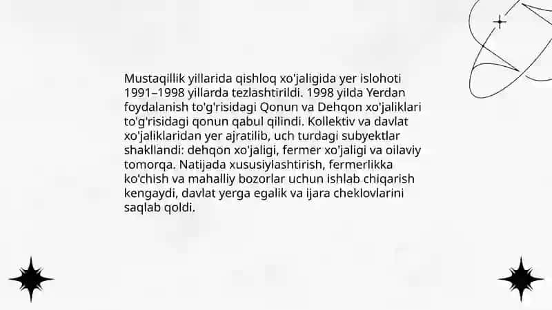 Mustaqillik yillarida qishloq xo'jaligi va sanoat 3