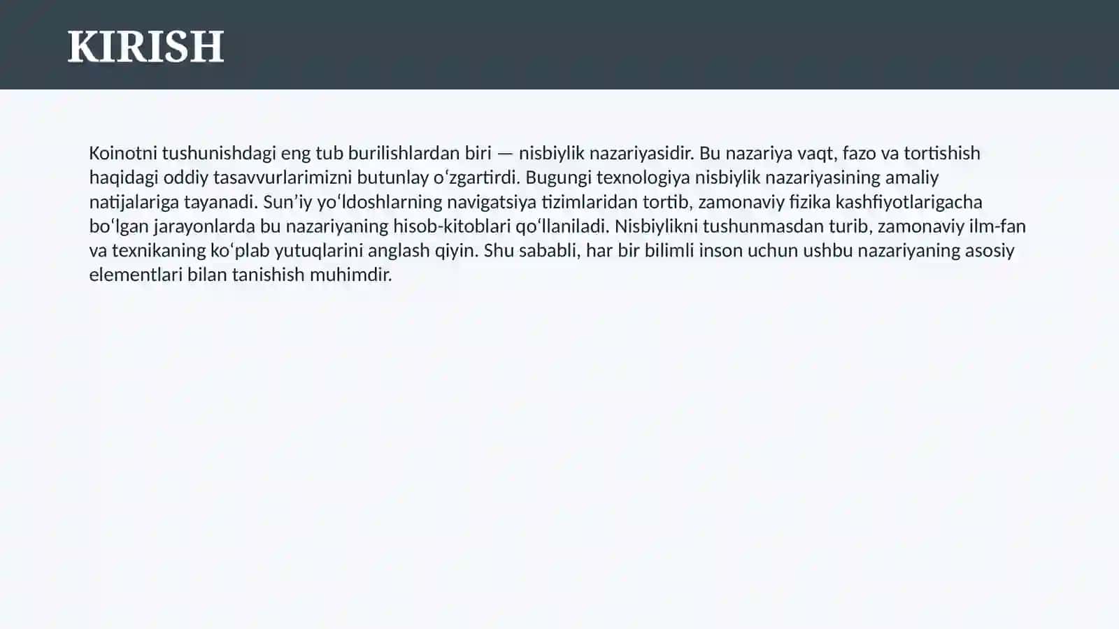 NISBIYLIK NAZARIYASI ELEMENTLARI 3