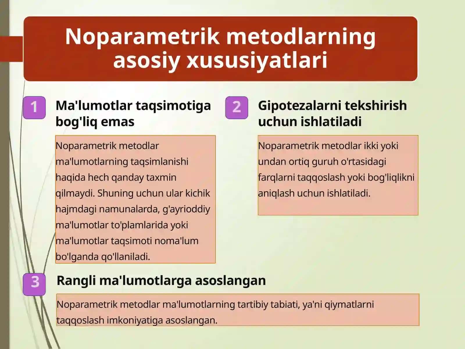 NOPARAMETRİK METODLAR  HAQIDA 3