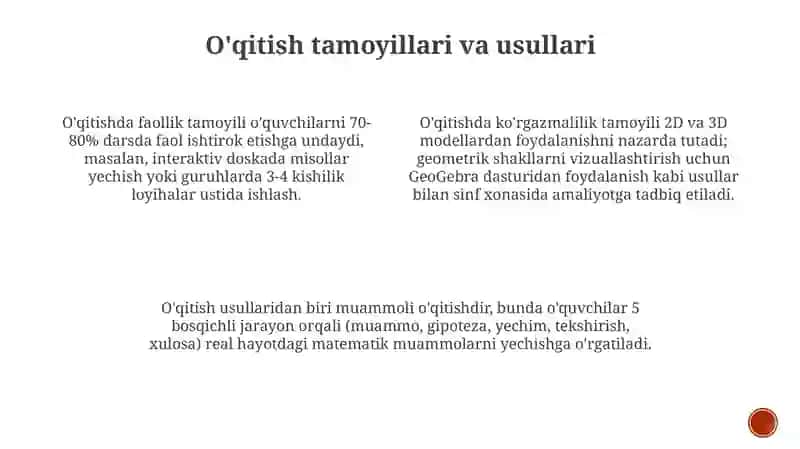 Matematikaga ixtisoslashgan sinflar o'qitishni tashkil etish 3