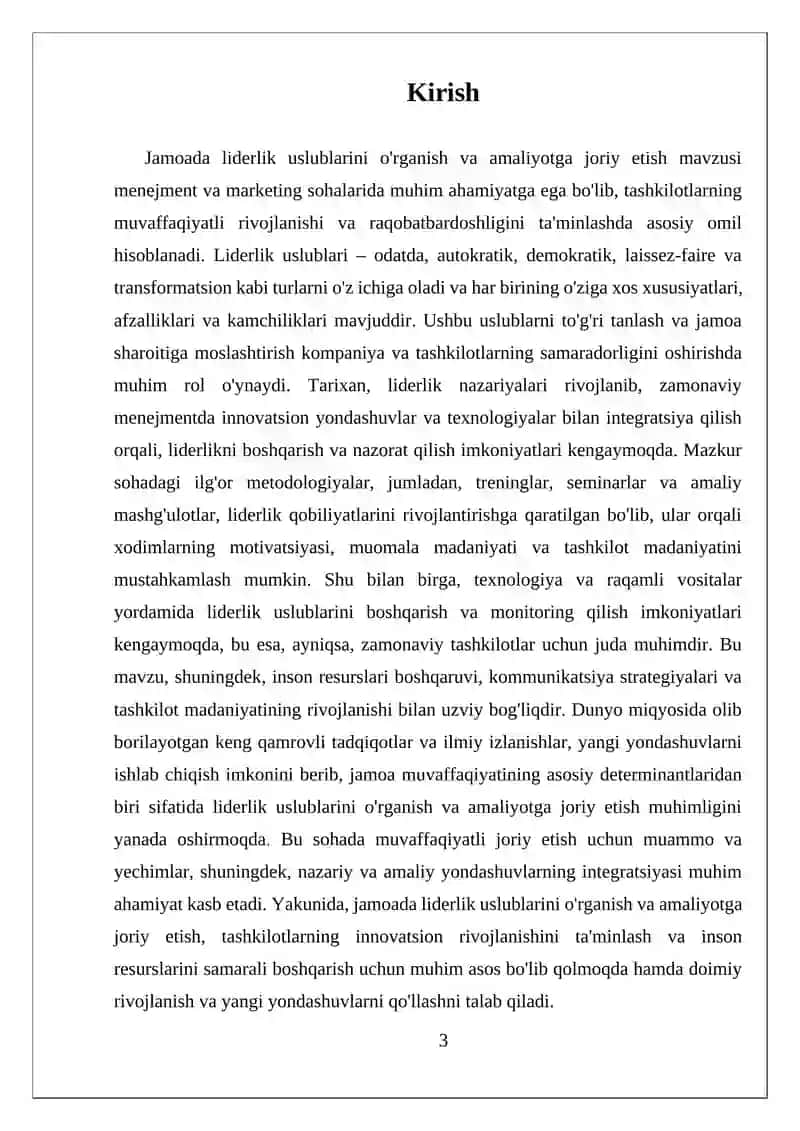 Jamoada Liderlik Uslublarini Organish va Amaliyotga Joriy Etish 3