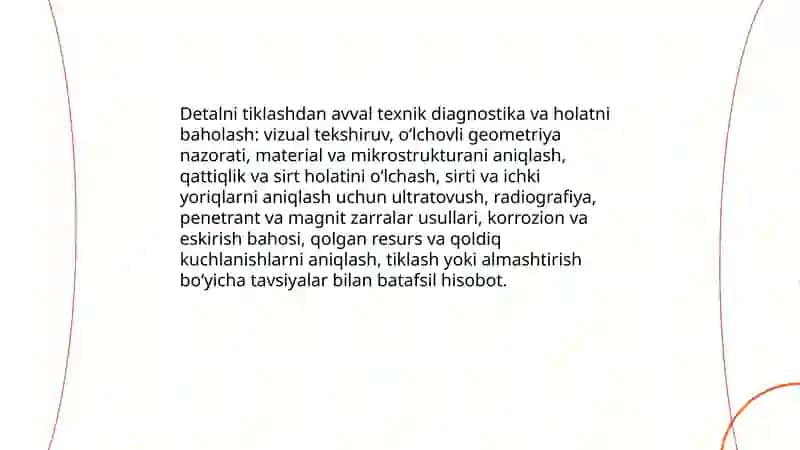 Detalni tiklashni texnologik jarayoni 3